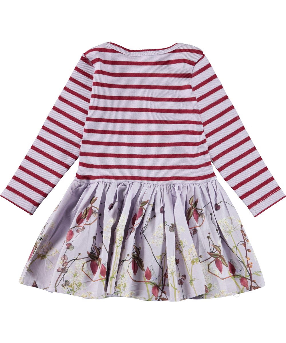 Candi - Dried Flora - lila und rot gestreiftes Babykleid mit Blumendruck