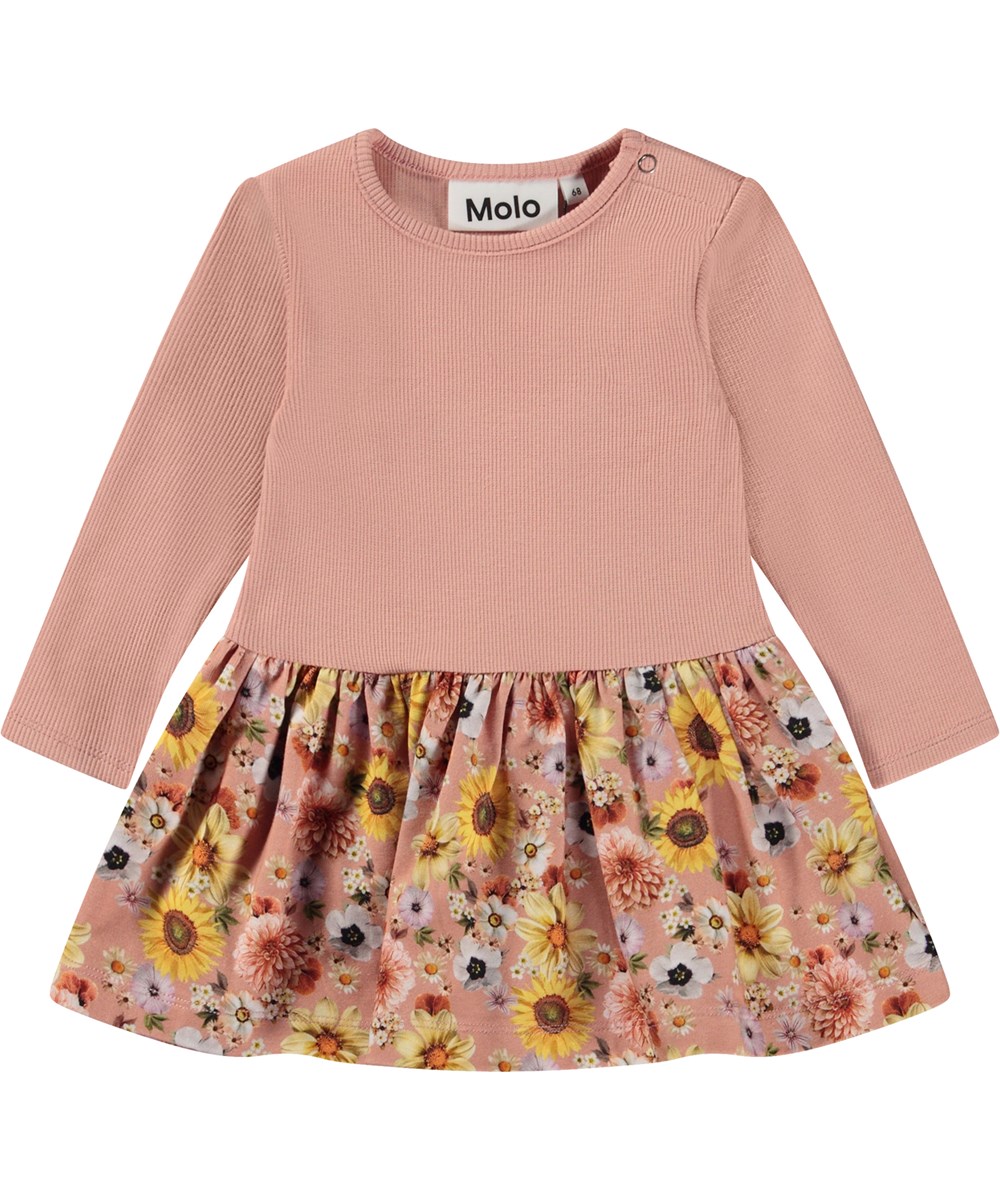 Carel - Mini Floral - Öko-Rosa-Kleid mit Blumendruck