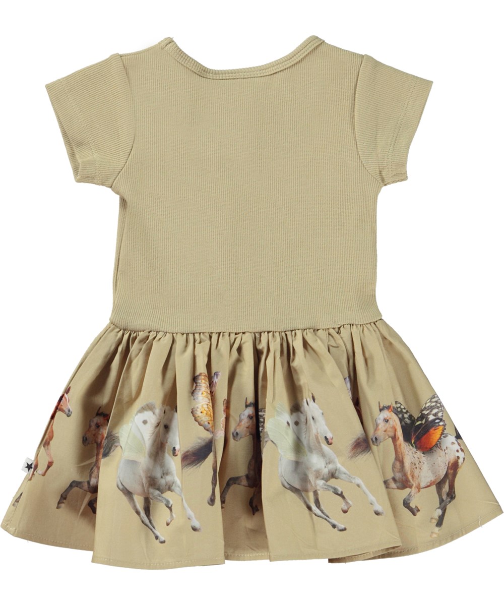 Carin - Fairy Ponies - Öko-Babykleid in Beige mit Rock aus Popeline