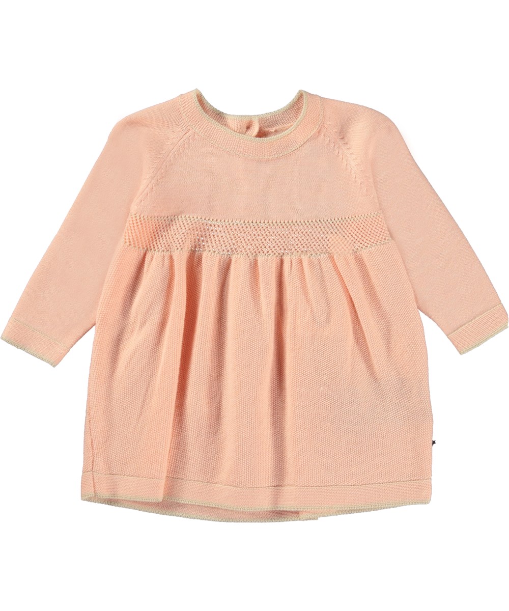 Charlotte - Petal Blush - Rosa Baby-Strickkleid mit langen Ärmeln