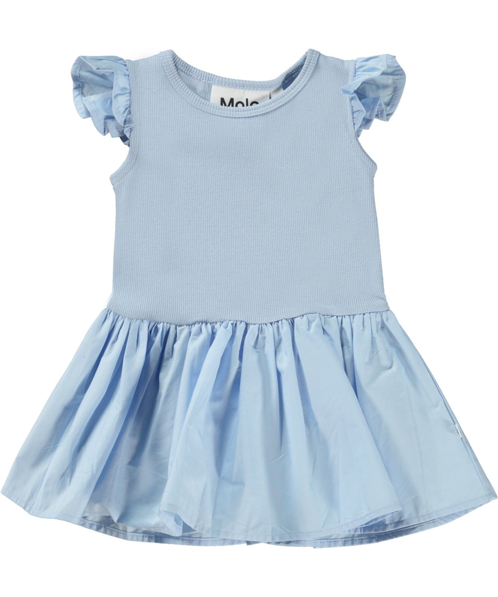 Cimi - Windy - Hellblaues Öko-Babykleid mit Popeline-Rock