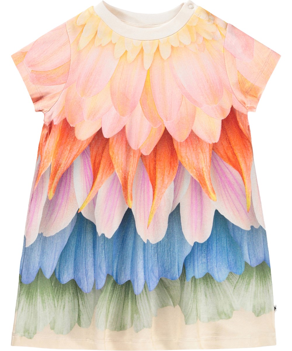 Cosimo - Bright Petals - Mehrfarbiges T-Shirt-Kleid für die Kleinen aus Bio-Baumwolle mit Blumenmuster