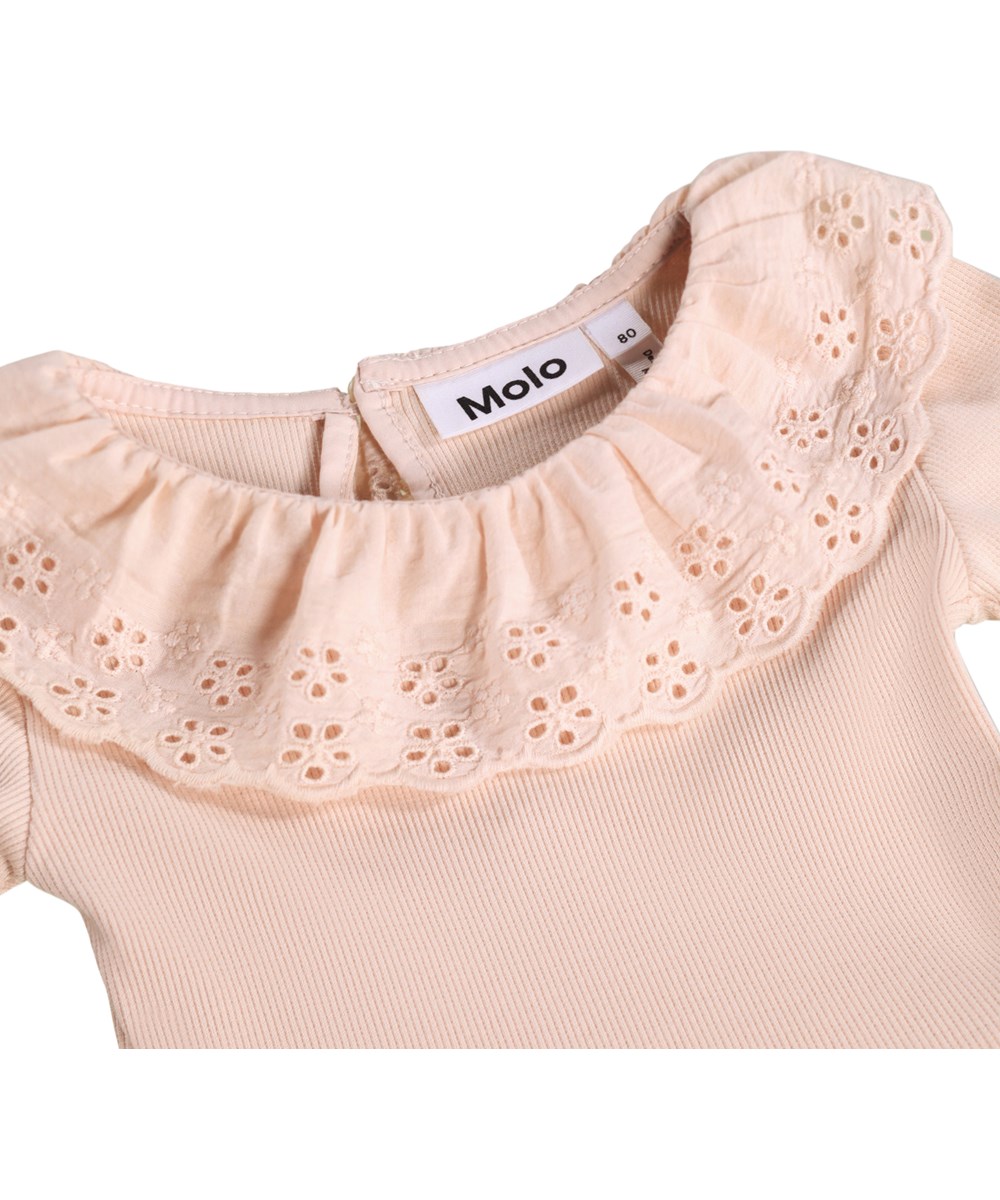 Crystala - Petal Blush - Rosa Kleid für die Kleinen aus Bio-Baumwolle mit Kragen und Stickerei