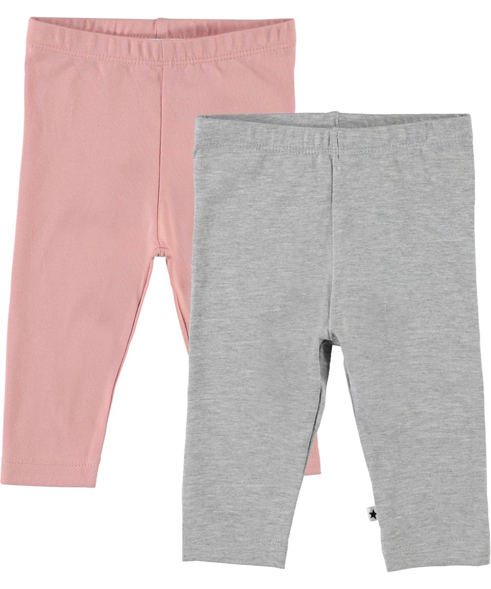 Nette 2-pack - Grey Rose - Öko 2er Pack Baby Leggings grau und rosa