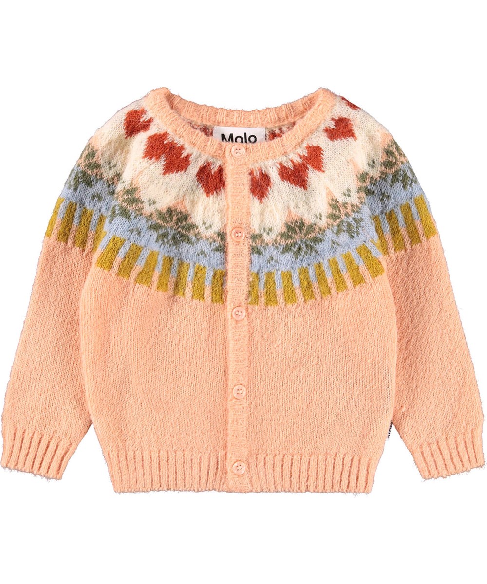 Bay - Nordic Bunny - Rosa gestrickte Strickjacke für die Kleinen aus einer weichen Wollmischung mit einem von der nordischen Kultur inspirierten Muster.