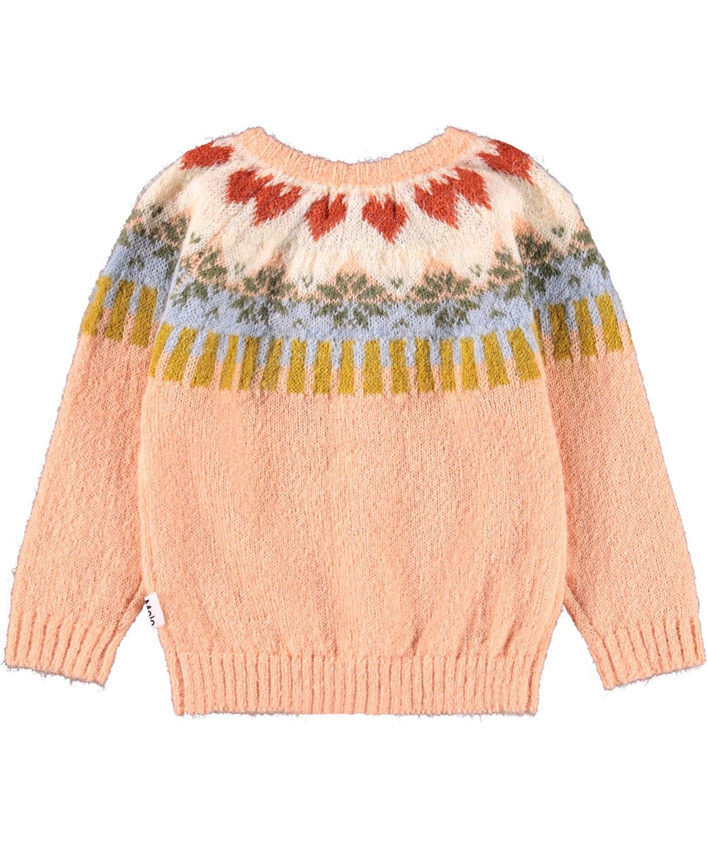 Bay - Nordic Bunny - Rosa gestrickte Strickjacke für die Kleinen aus einer weichen Wollmischung mit einem von der nordischen Kultur inspirierten Muster.