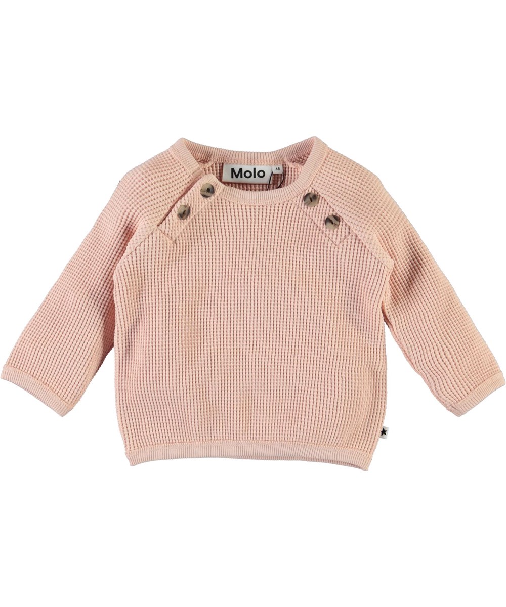 Dolly - Petal Blush - Öko rosa gewaffeltes Baby Sweatshirt