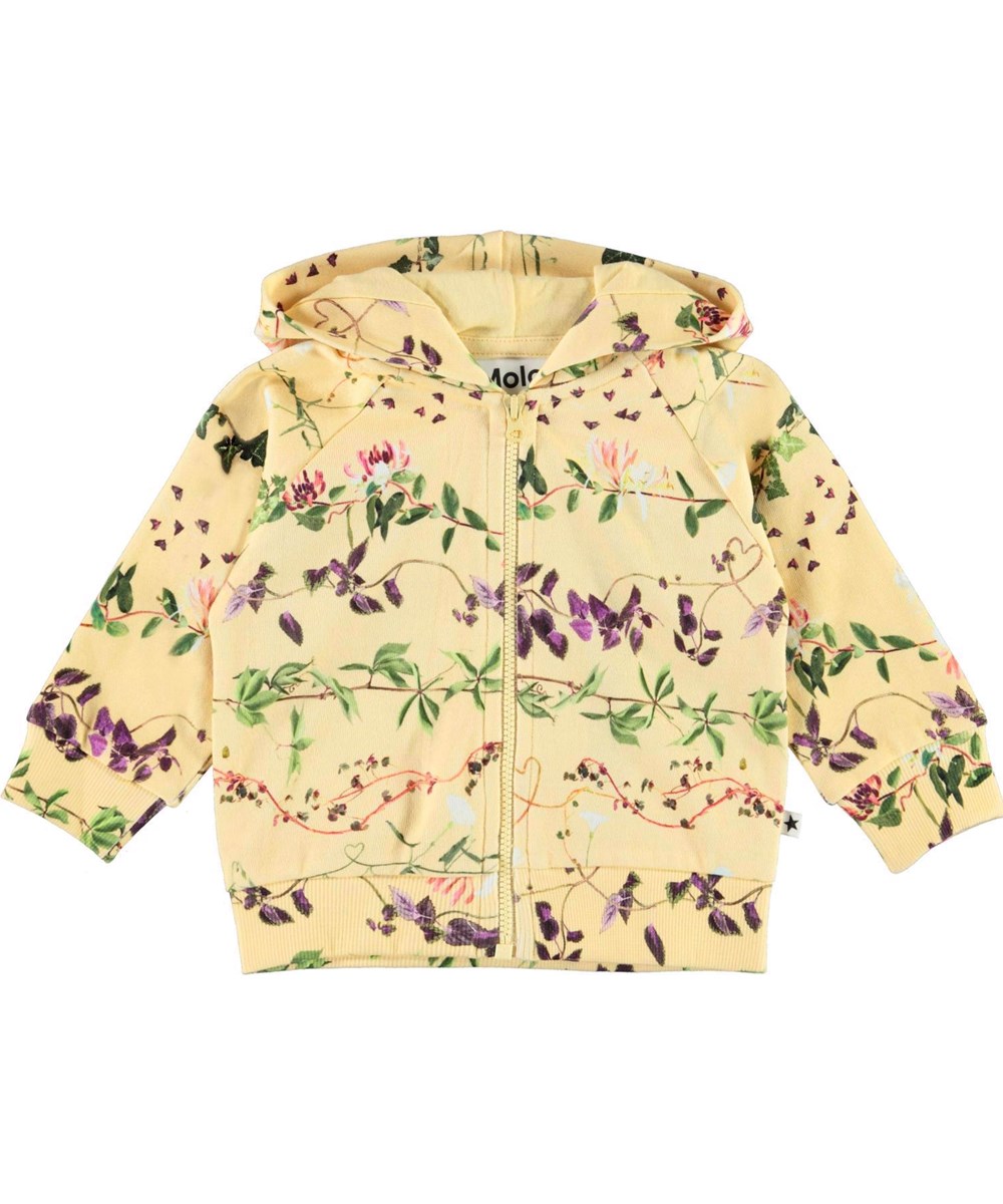 Dorothy - Petal And Stem - Hellgelbe Öko Hoodie Schlingpflanzen