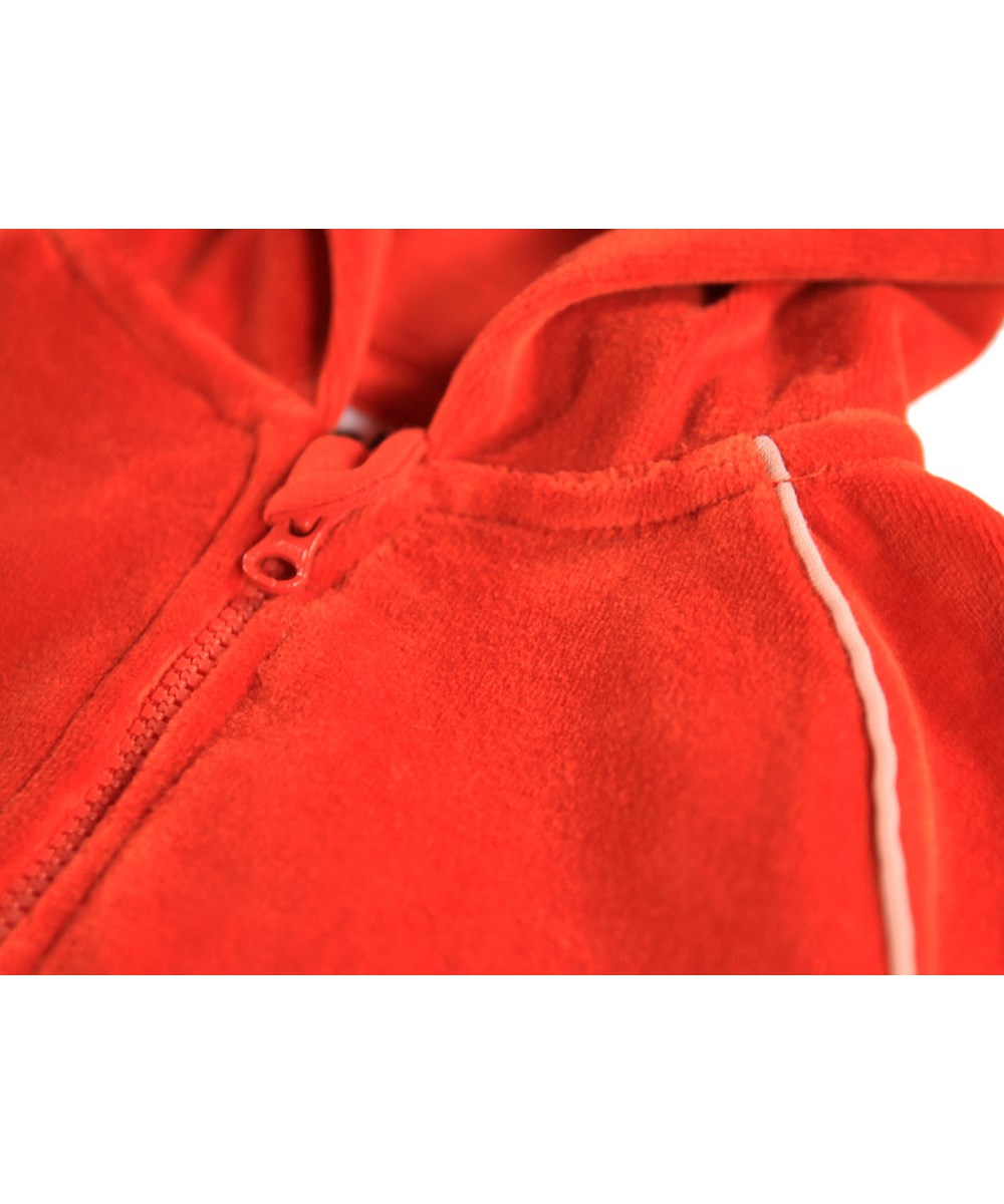 Dorothy - Rising Sun - Roter Kapuzenpulli für die Kleinen aus weichem Velours.