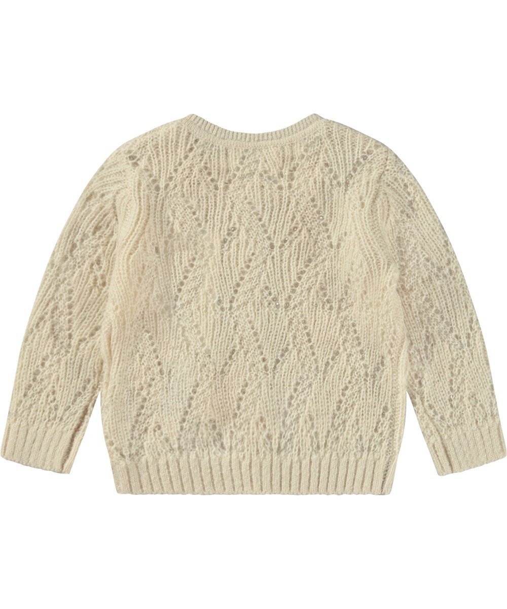 Gilli - Pearled Ivory - Gestrickte Babyjacke in Wollweiß