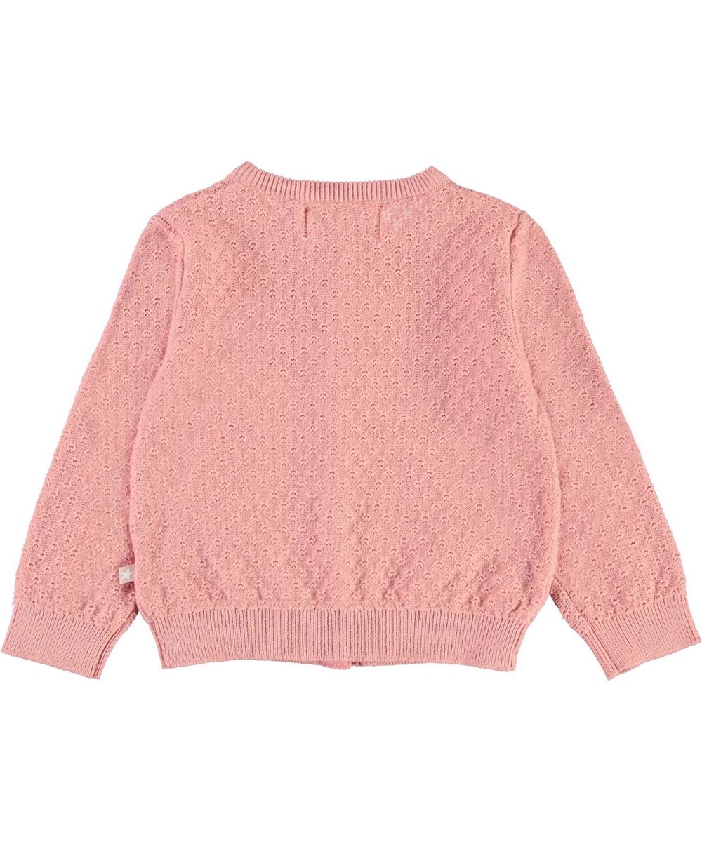 Ginny - Rosewater - Helle korallenfarbene Strickjacke Lochmuster