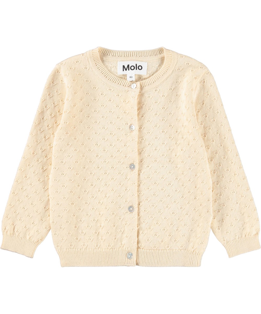 Goldie - Summer Sand - Off-weißer Strick-Cardigan für die Kleinen aus Öko-Baumwolle.