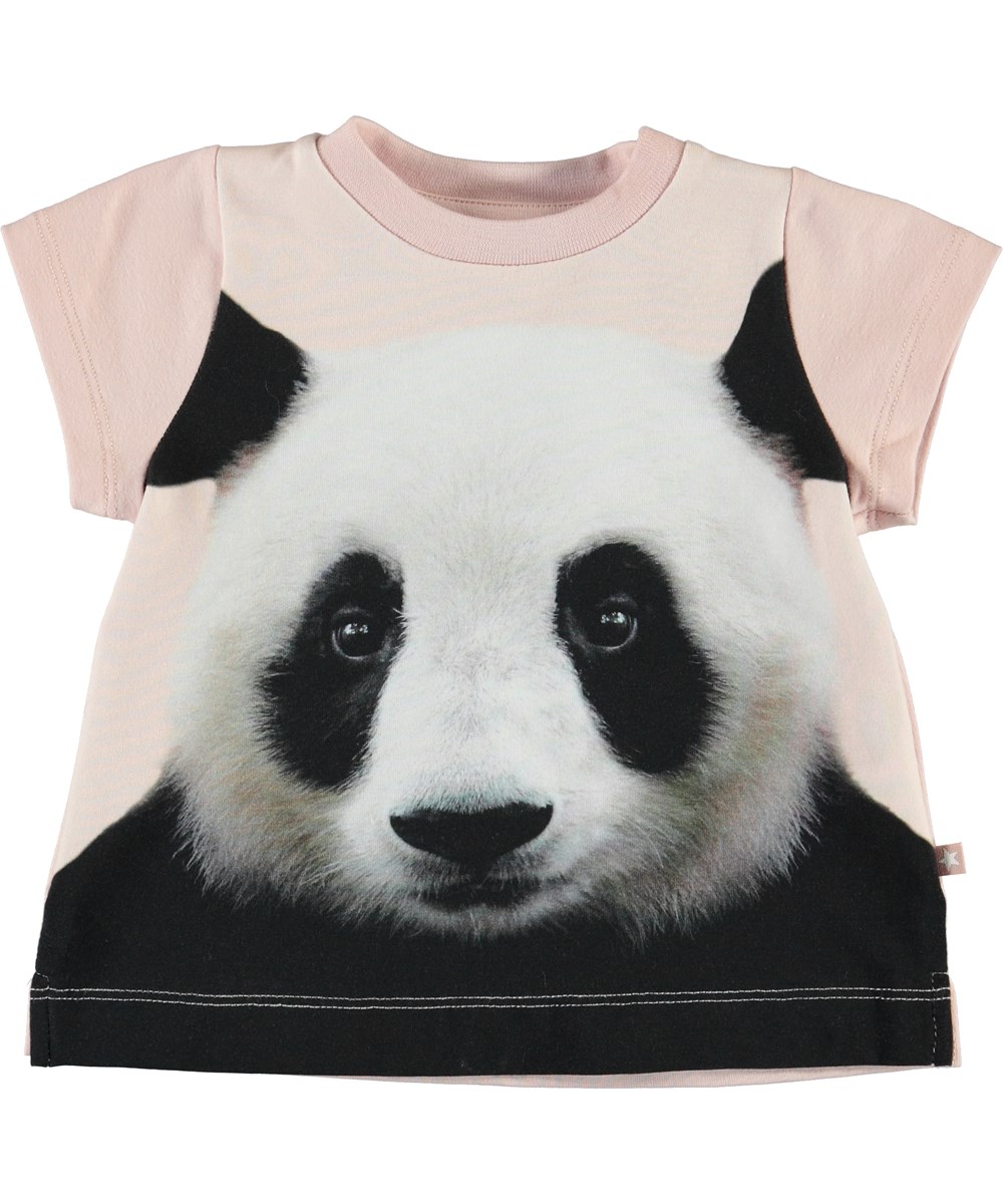 Elly - Baby Pandis - Rosa Baby T-Shirt mit Panda