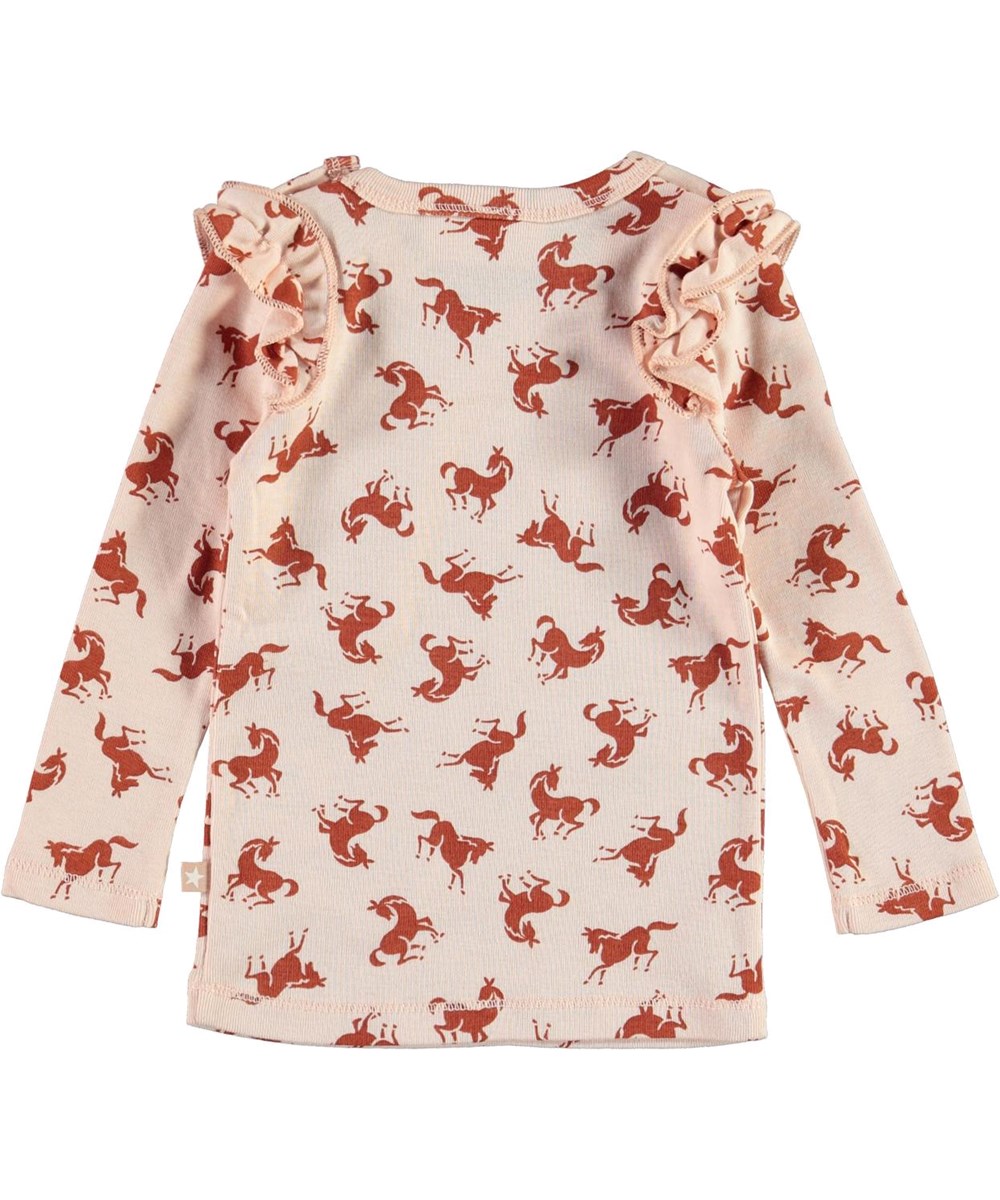 Emma - Mini Horse Jersey - Öko rosa Pullover mit Pferdedruck