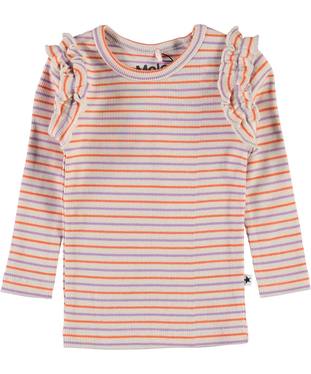 Emma - Purple Orange Stripe - Babybluse in Ripp und Streifen