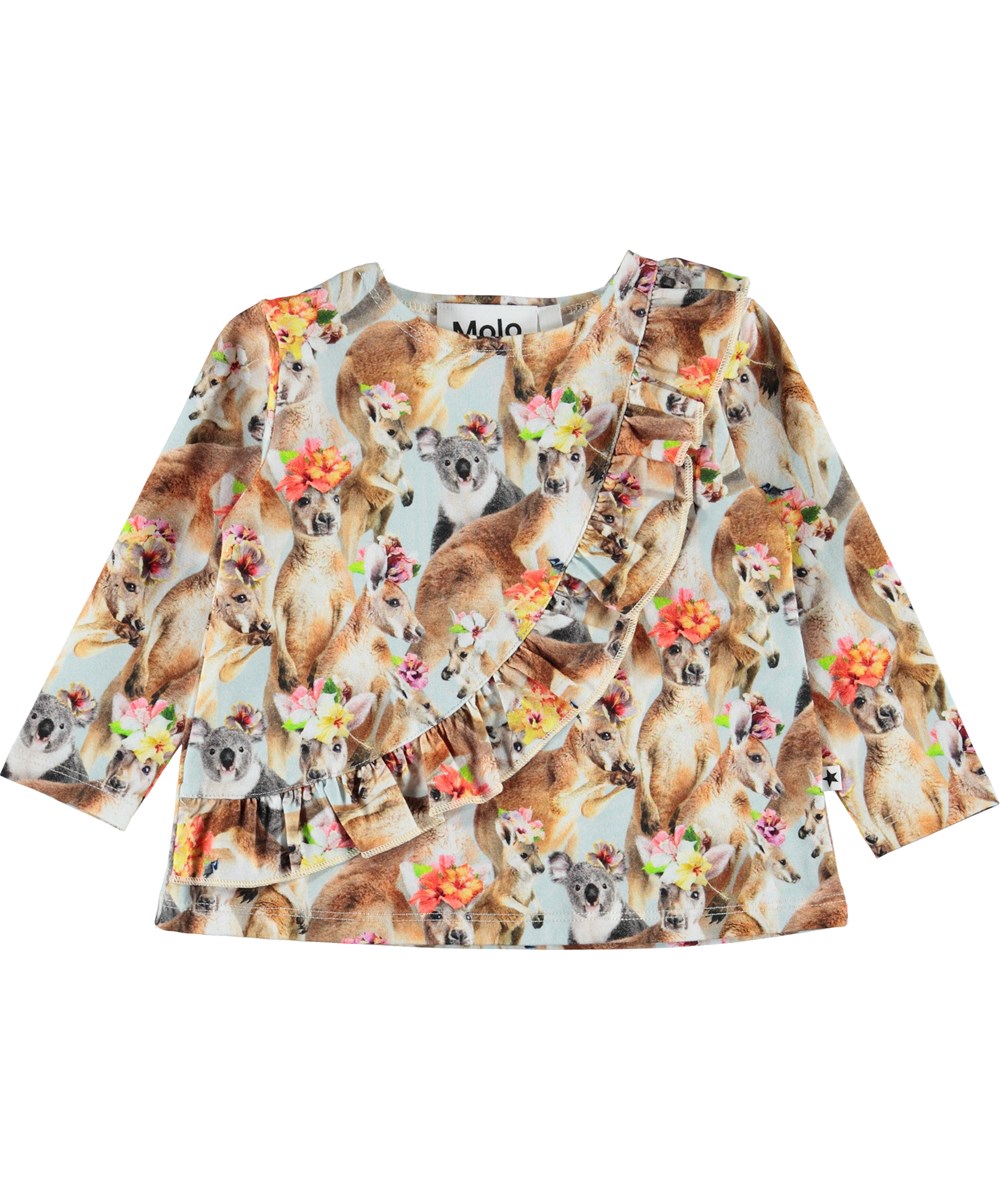 Evelyn - Kindred Kangaroo - Ökologische Baby Bluse mit Kängurus