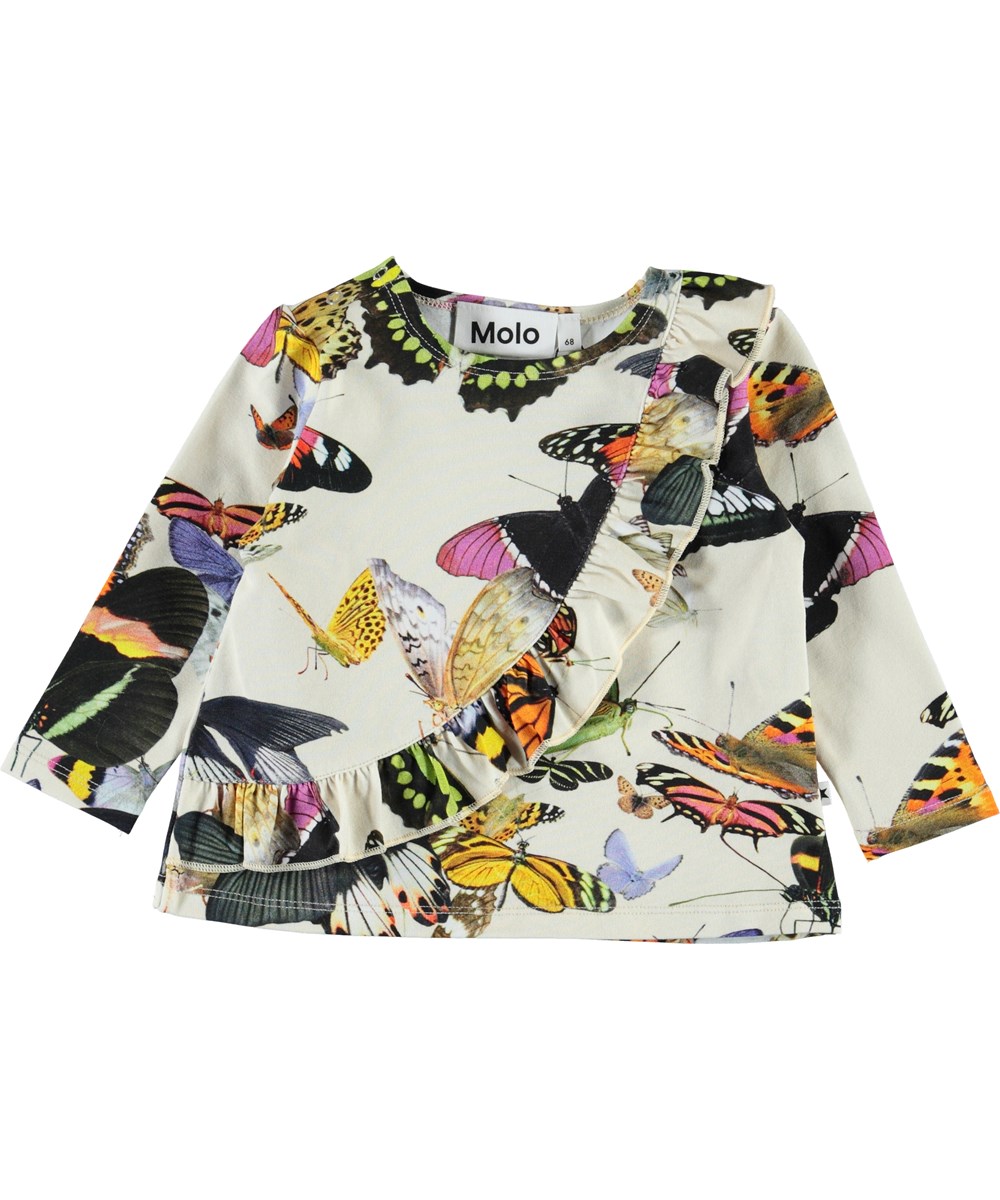 Evelyn - Papillon - Ökologische Baby Bluse mit Schmetterlingen