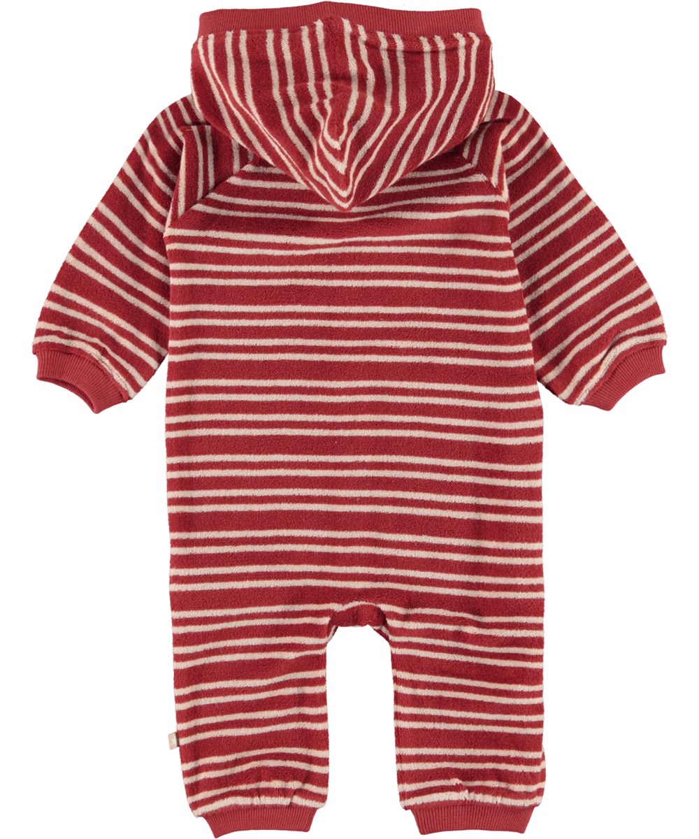 Fidelity - Rose Straw Stripe - Gestreepte badstoffen babypakje met capuchon