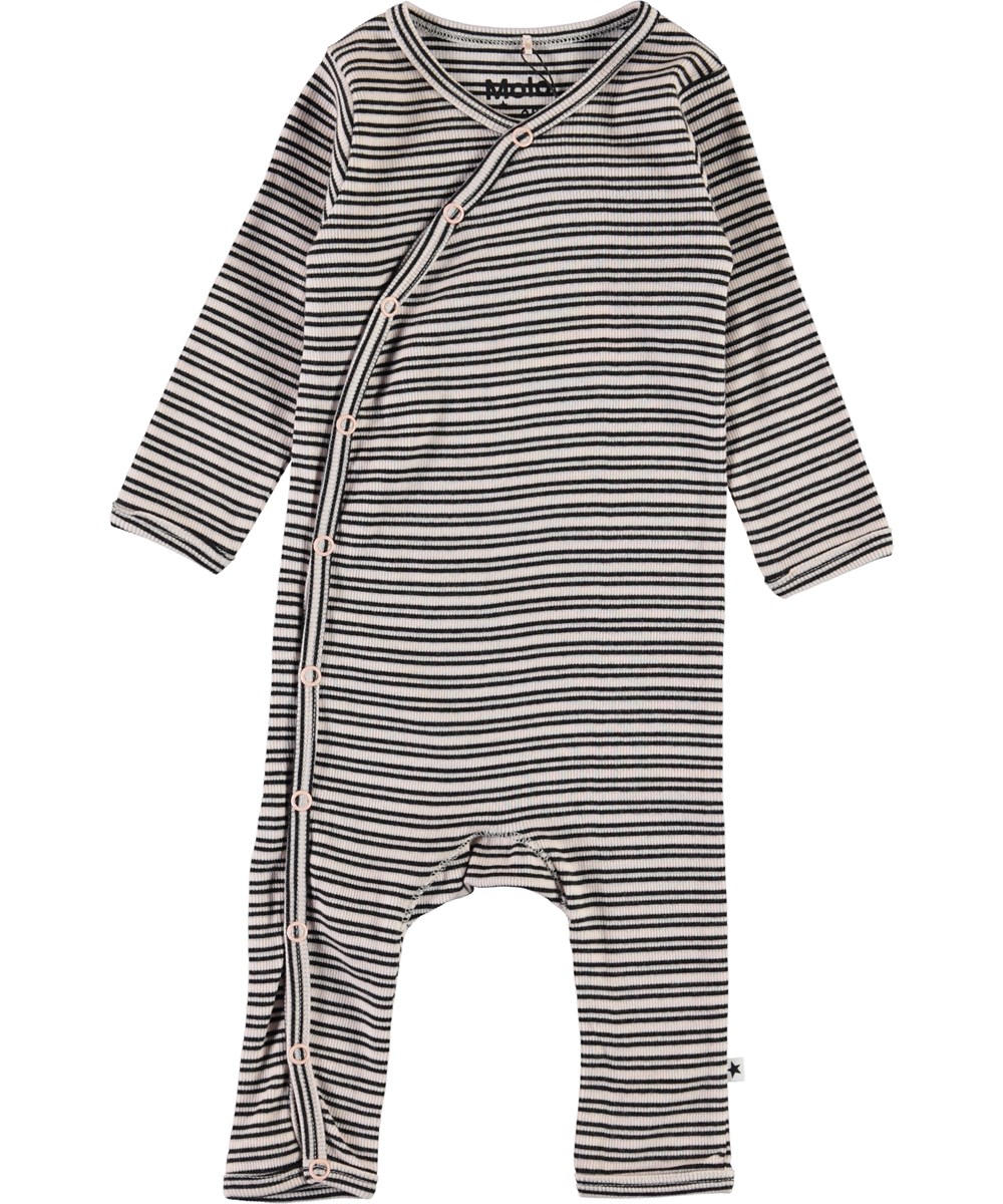 Flora - Blossom Black Stripe - Gestreepte biologische babypakje