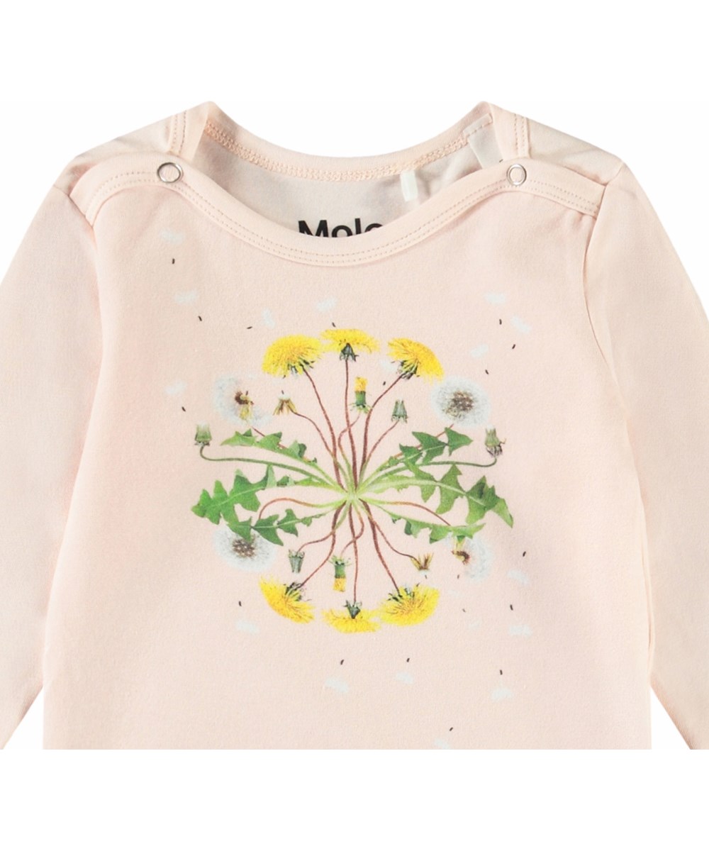 Foss - Dadelion Circle - Babyromper met lange mouwen van biologisch katoen met paardenbloemenprint.