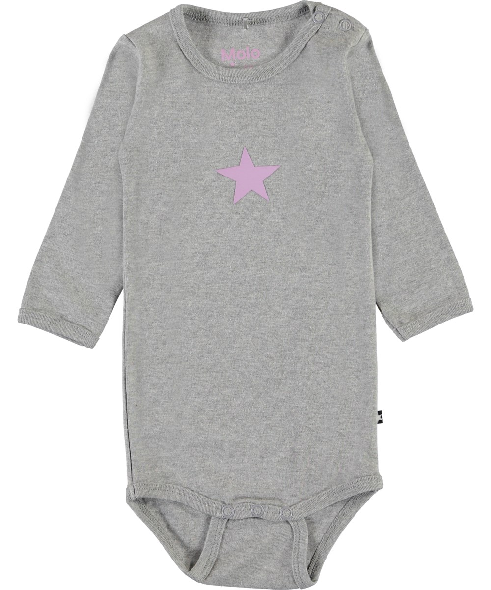 Foss - Grey Melange - Grijze biologische romper