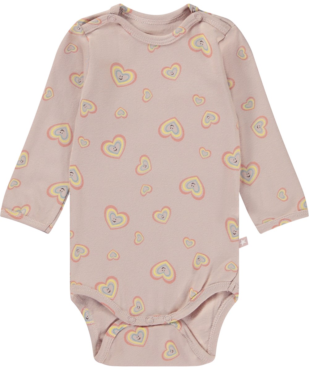 Foss - Mini Aura Hearts - Roze biologische rompertje met hartjesprint