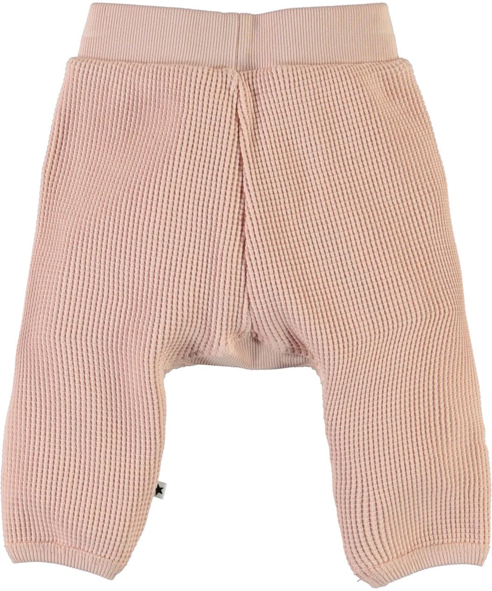 Samantha - Petal Blush - Biologische roze wafel gebreide babybroek