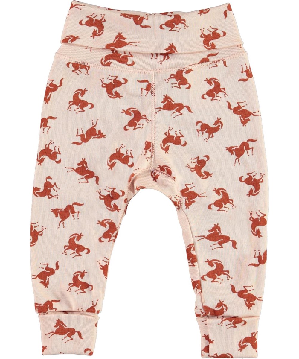 San - Mini Horse Jersey - Roze biologische babybroek met paarden