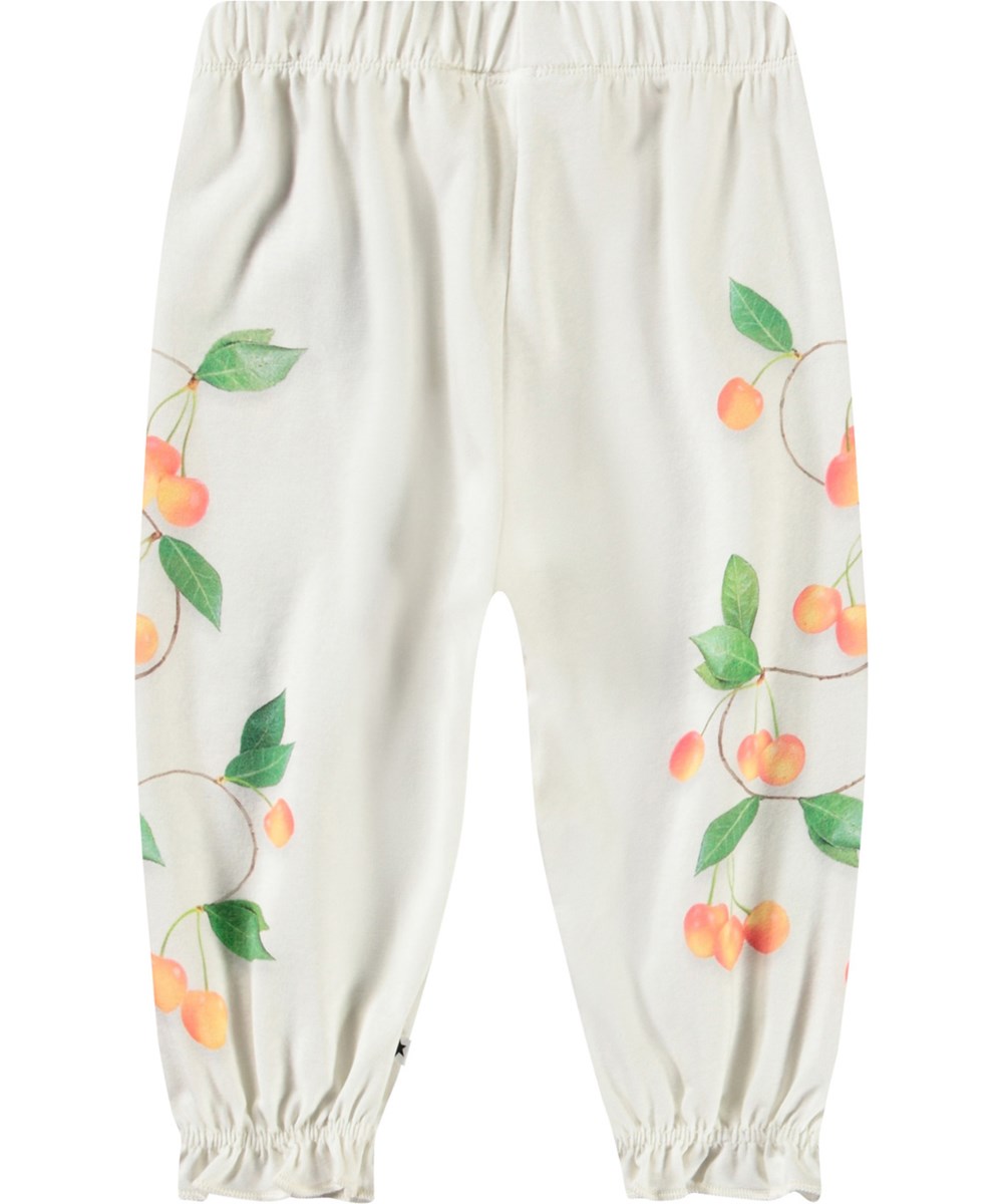 Selena - Cherry Vines - Babybroek van biologisch katoen met kersenprint.
