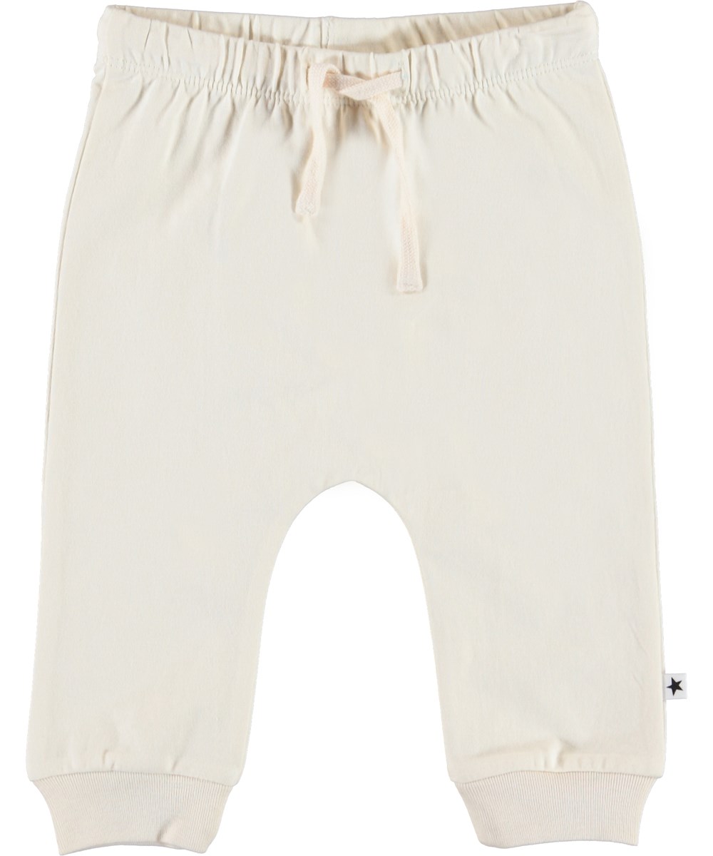 Sille - Pearled Ivory - Licht gekleurde babybroek met koordjes