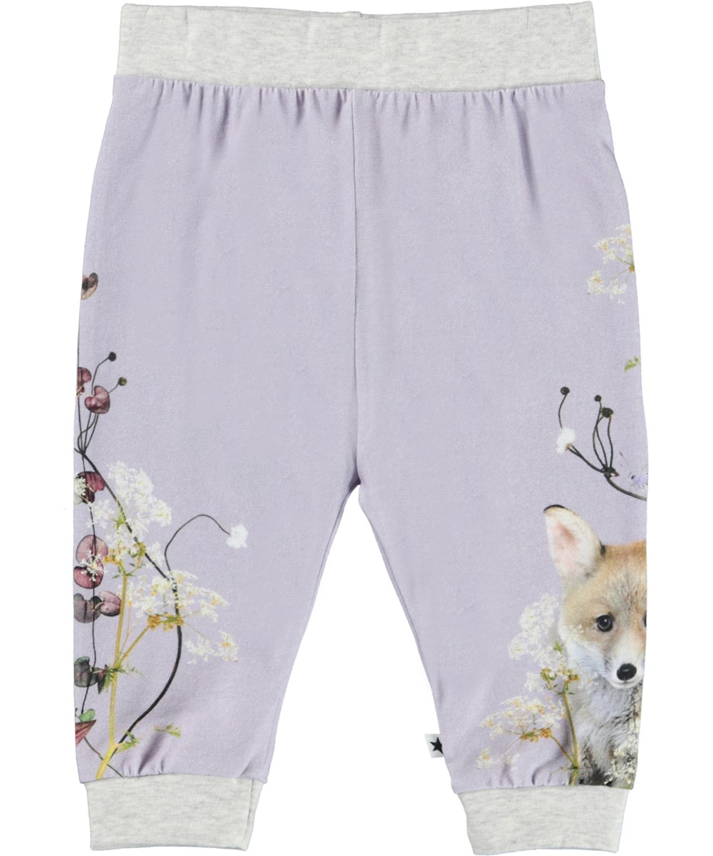 Susanne - Fox And Flora - Lichtpaarse biologische babybroek met vos