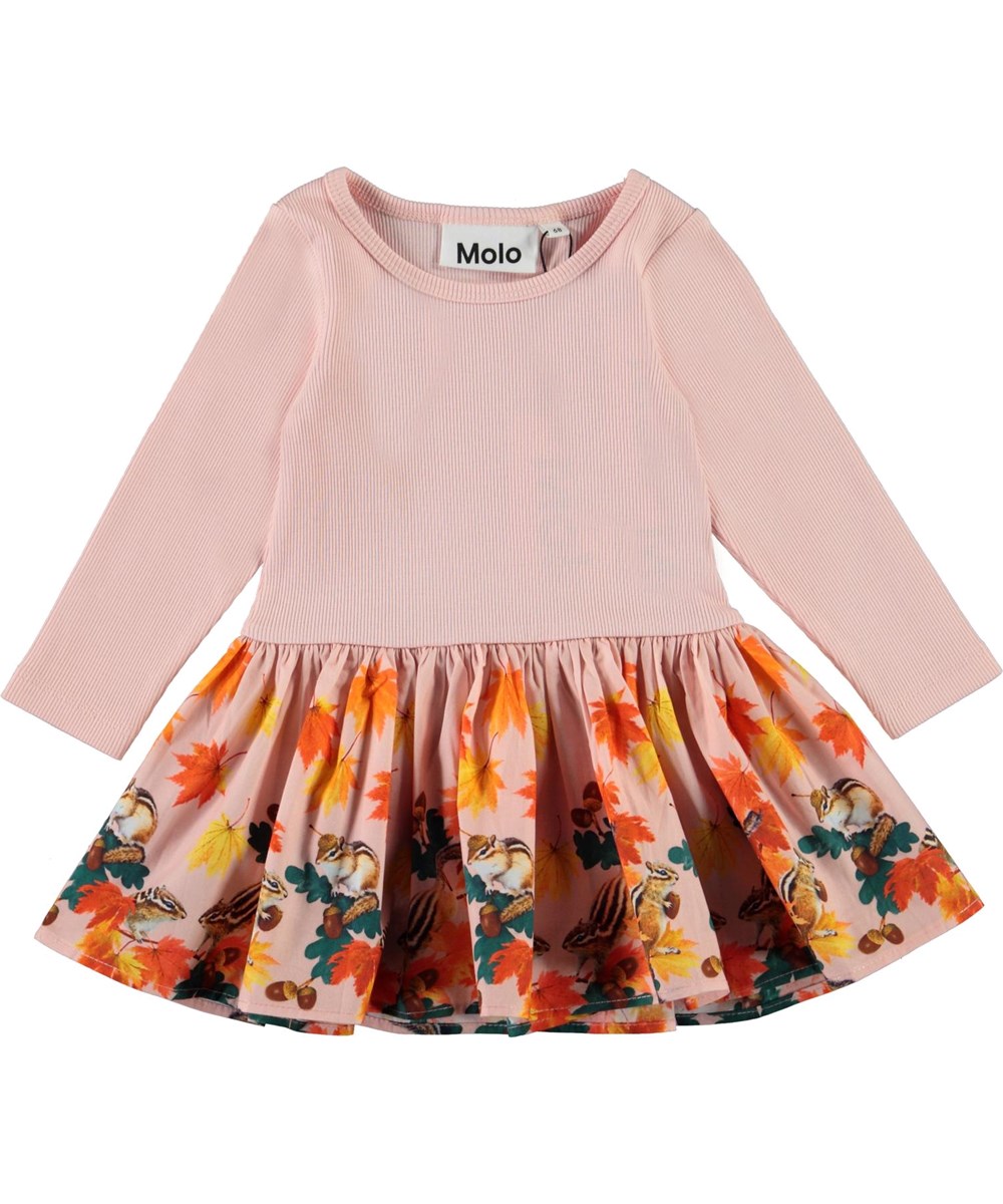 Candi - Chipmunks_Baby - Roze biologische babyjurk met eekhoornprint