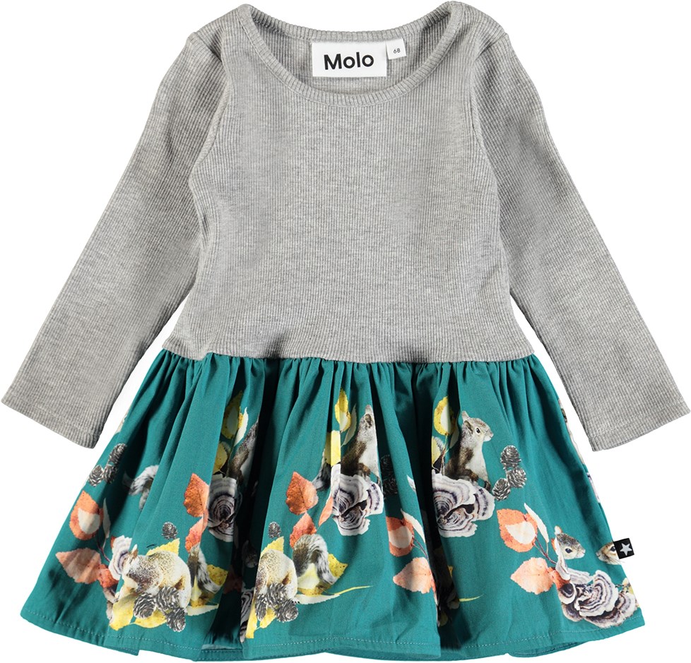 Candi - Playful Squirrels Baby - Tweedelige baby jurk met eekhoornprint