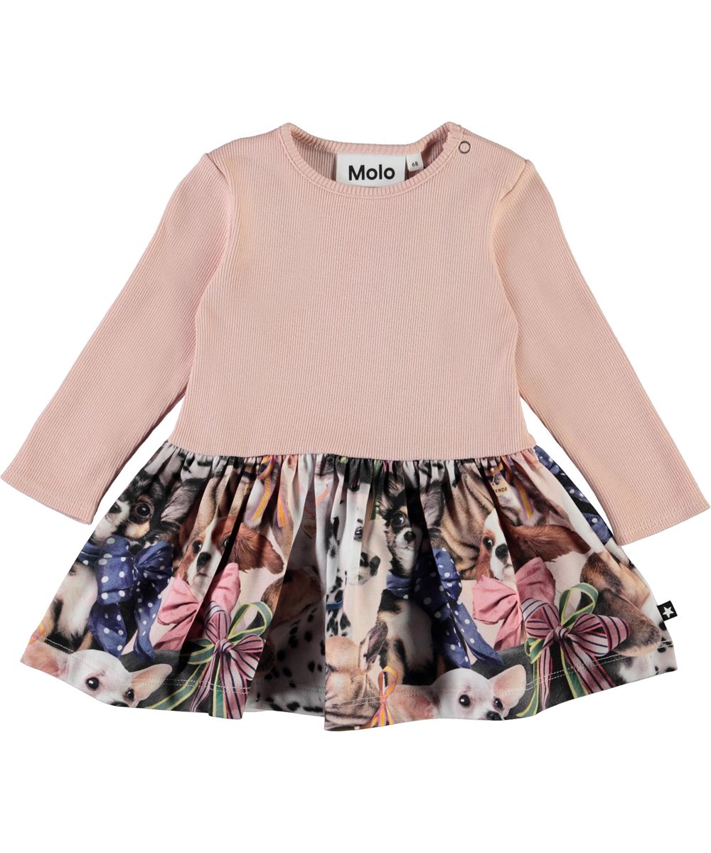 Carel -  Puppy Love - Roze biologische babyjurk met honden