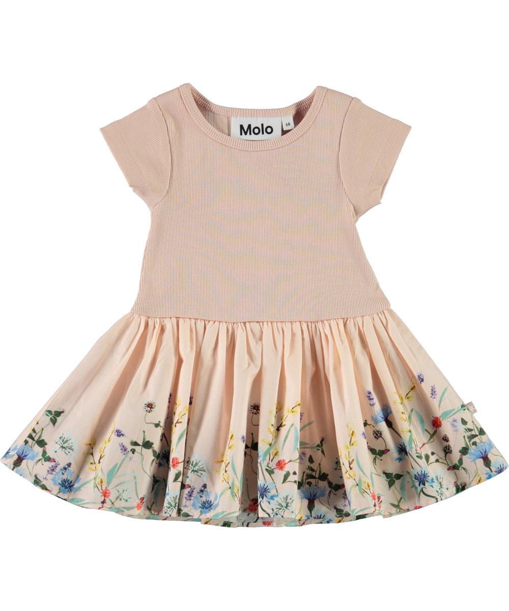 Carin - Wildflower_Rose - Roze biologische babyjurk met bloemen