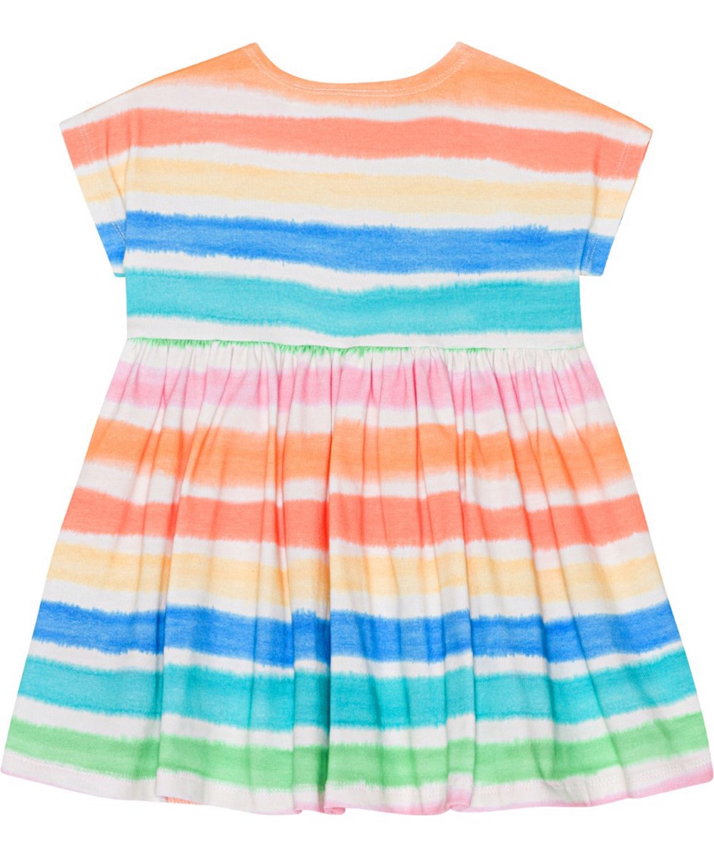 Channi - Multi Colours - Kleurrijke biologische babyjurkje met strepen
