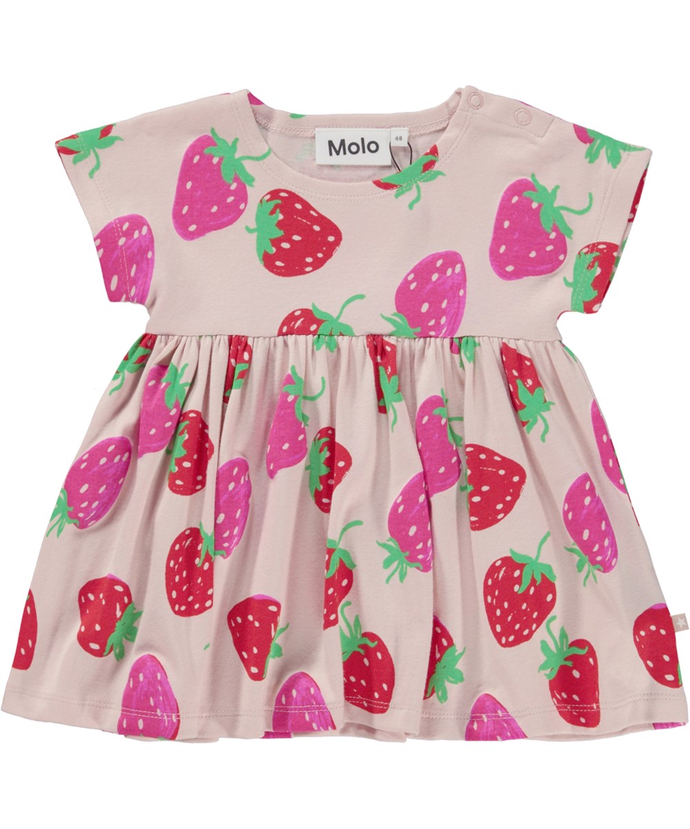 Channi - Strawberries Mini - Biologische babyjurk met aardbeienprint