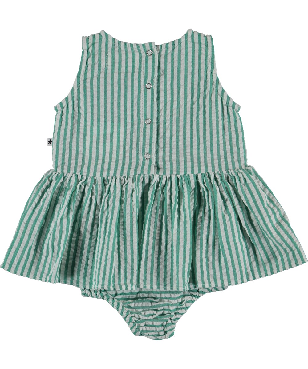 Cloudia - Green Stripe - Baby Romper 
