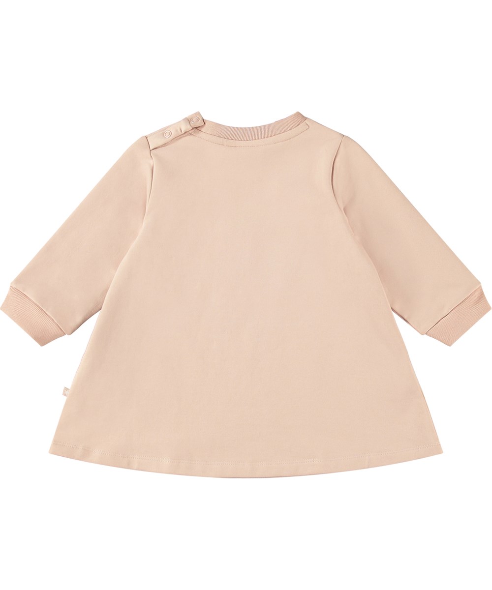 Corey - Blush Cat - Lichtroze sweatjurk van biologisch katoen met op de voorkant een print van een aquarel geschilderde poes.