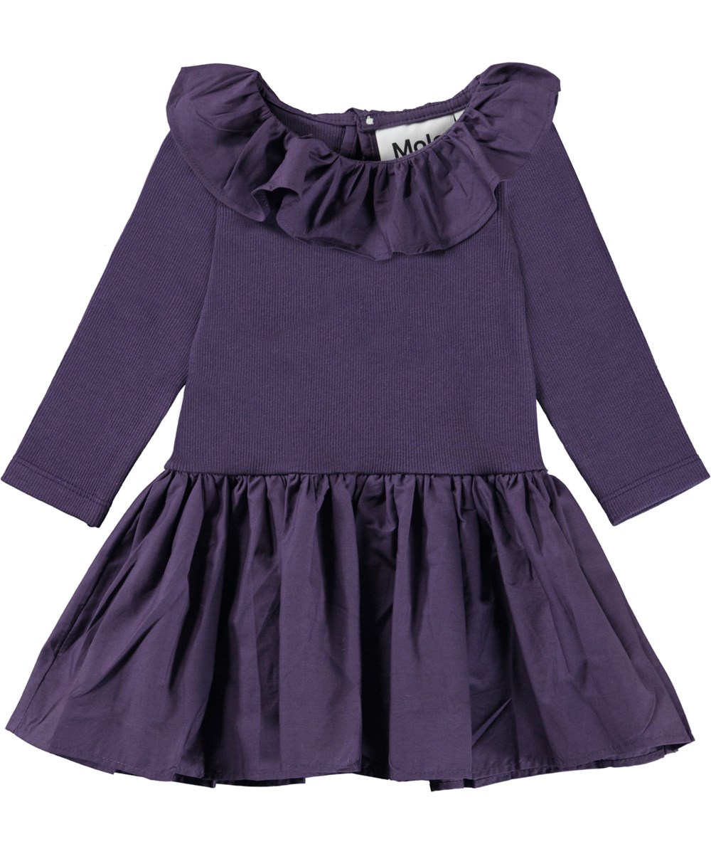 Crystala - Night Purple - Paarse biologische babyjurk