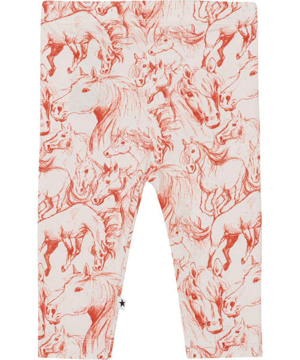 Stefanie - Red Horses - Rode en witte biologische babylegging met paardenprint