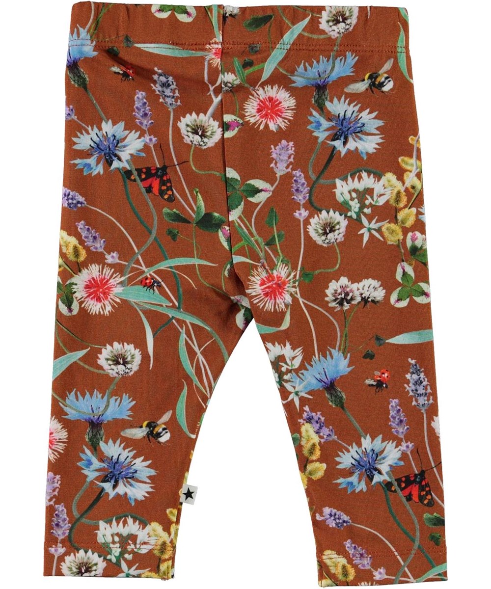 Stefanie - Wildflowers - Bruine biologische legging met bloemen