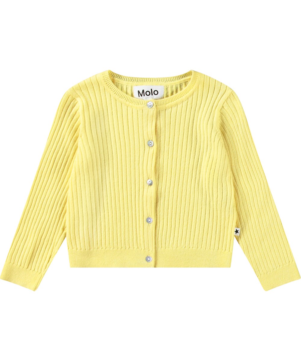 Gabby - Sunbright - Bioloigsche gele gebreide babyvest.