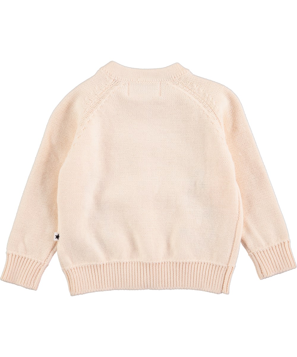 Georgette - Pearled Ivory - Gebreide babyvest met lange mouwen in het roze
