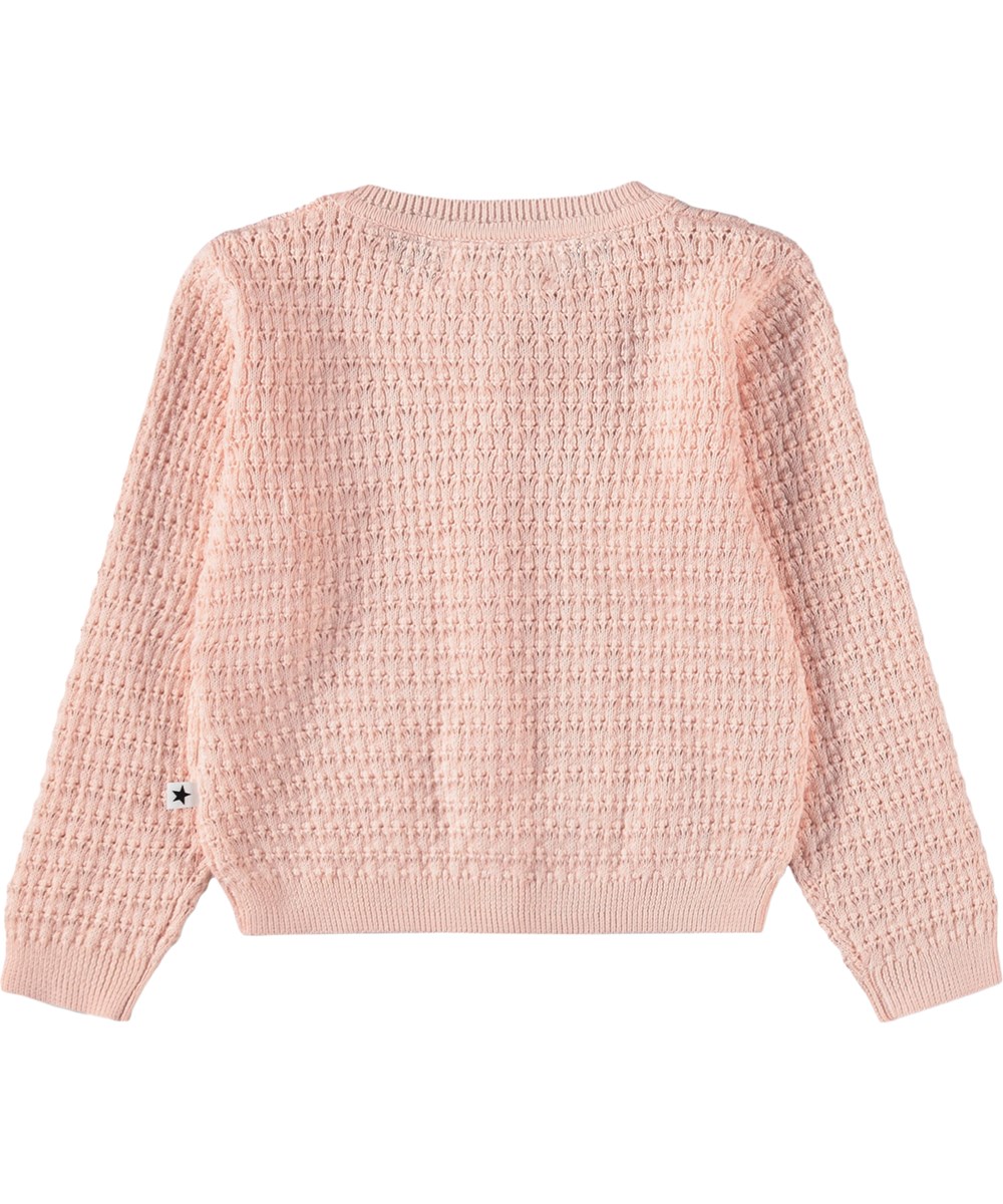 Goldie - Cloud Pink - Roze gebreid vestje voor de kleintjes gemaakt van biologisch katoen