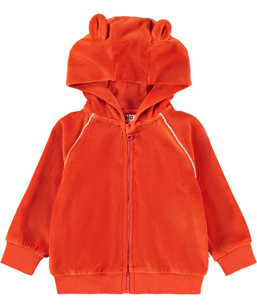 Dorothy - Rising Sun - Rode hoodie voor de kleintjes gemaakt van zacht velours.