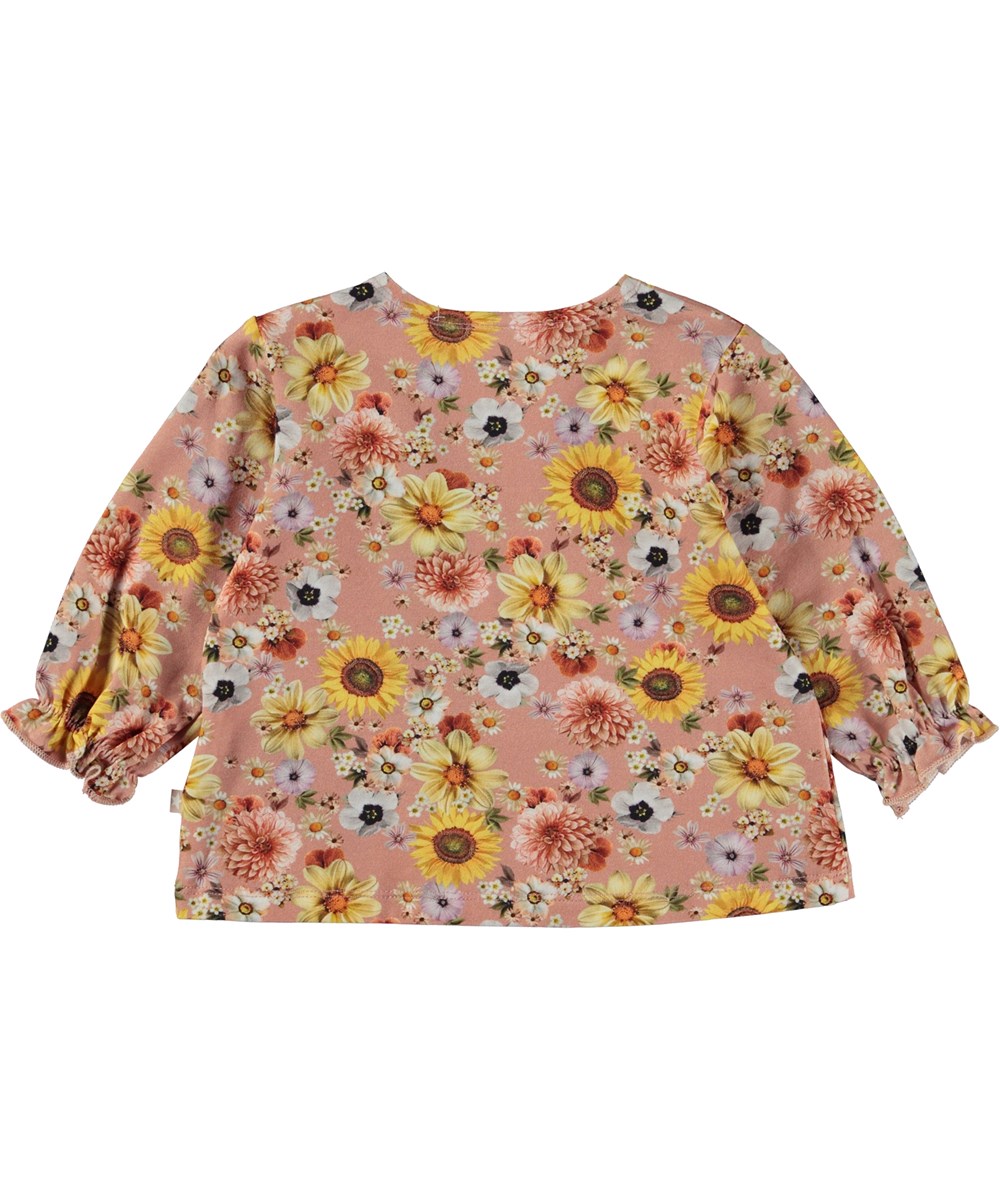 Elina - Mini Floral - Roze biologische babytopje met bloemenprint