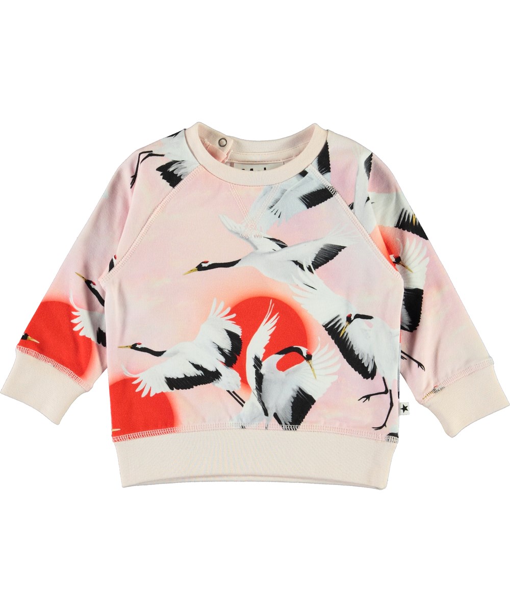 Elsa - Sunrise Cranes - Biologische babytrui met vogels
