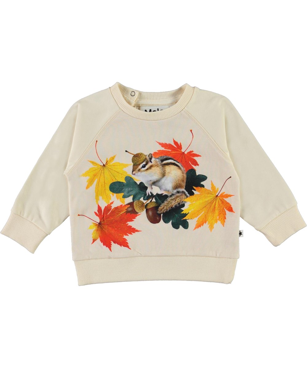 Elsa - Tiny Chipmunks - Biologische babyshirt met eekhoorn en bladeren