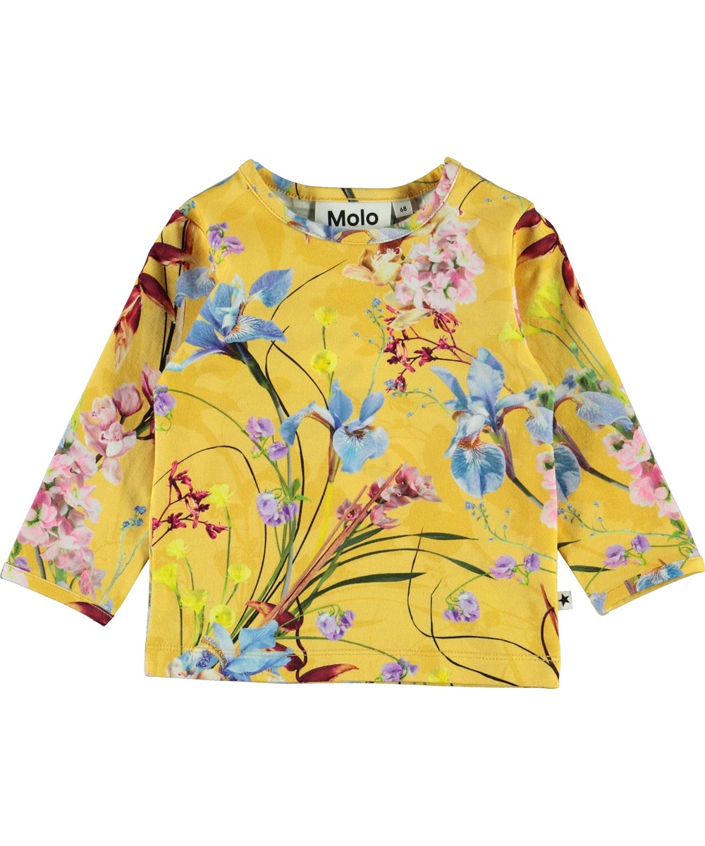 Eva - The Art Of Flowers - Gele babyshirt met bloemen